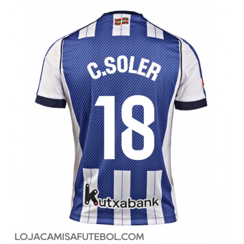 Camisa de Futebol Real Sociedad Carlos Soler #18 Equipamento Principal 2025-26 Manga Curta